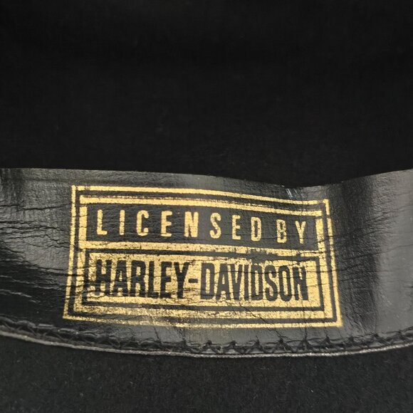 Vintage Harley Davidson Crushable Wool Felt Cowboy Hat Black Western WPL 4384 - Picture 9 of 10